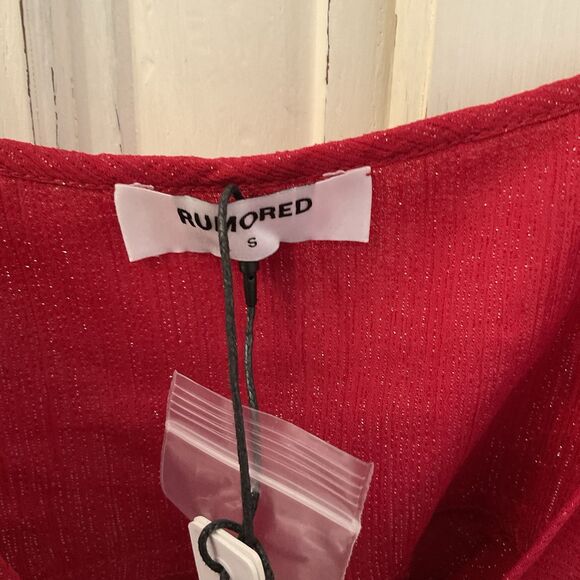 Rumored Tango Tank Red Shimmer Ruffled Women's Adj. Straps, Size S NWT - Picture 7 of 12